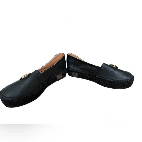 Valentino By Mario Valentino Black Espadrilles with Gold Emblem - Picture 7 of 7